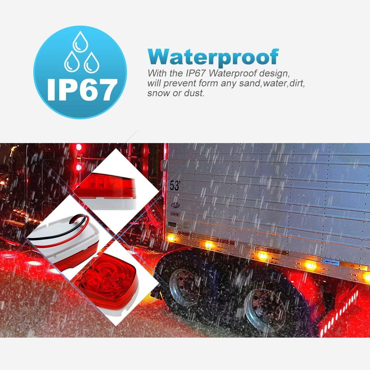 사각 방수 LED 작업 조명, 핫 세일 LED 측면 조명, 12V LED 측면 마커 조명, 트럭용 LED 측면 마커 조명, 3/4인치 LED 측면 마커 조명