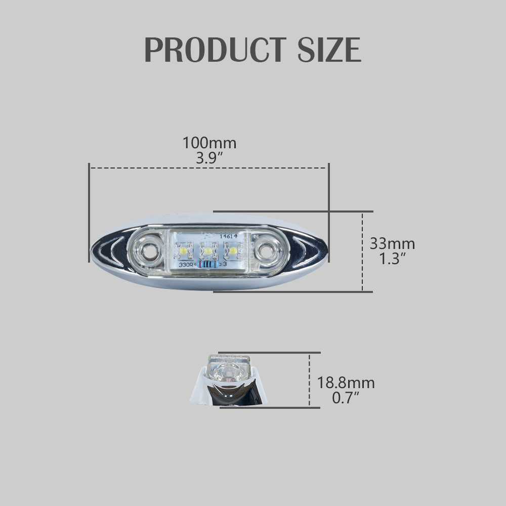 크롬이있는 LED 트럭 클리어런스 마커 조명 