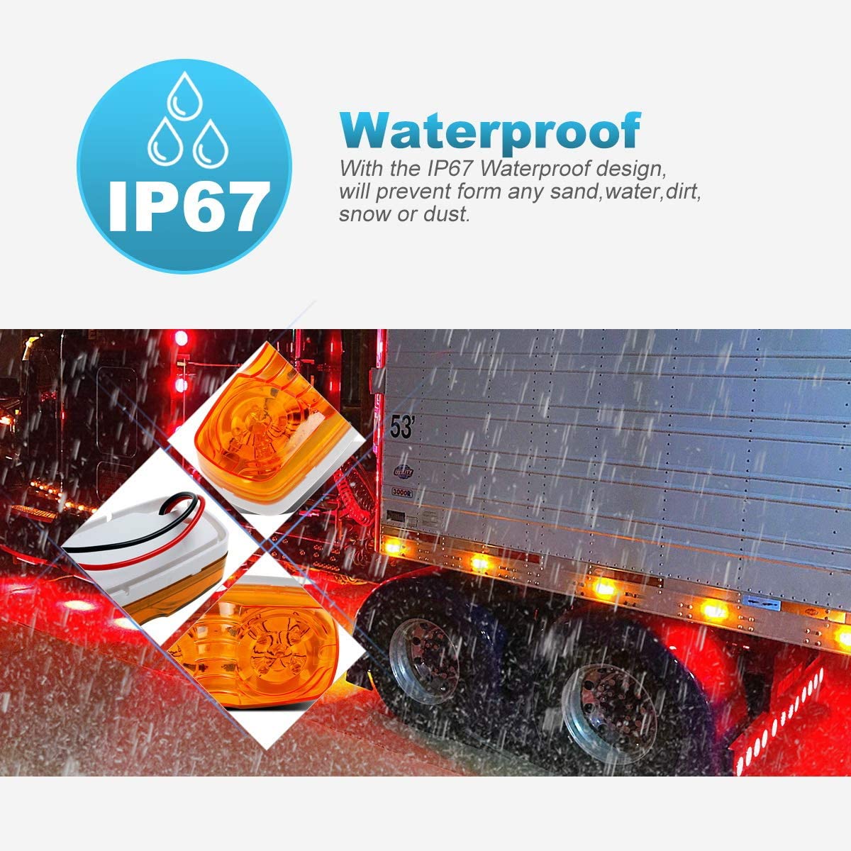 트럭 마커 라이트, 트럭 통관 마커 라이트, 크롬 마커 라이트, 크롬 마커 라이트 LED, 크롬 Led 자동차 트럭 전구가 있는 LED 마커 라이트, 방수 LED 작업 조명, 사각형 방수 LED 작업 조명, 파란색 인테리어 LED 자동차 전구, 3/4 인치 LED 사이드 마커 라이트