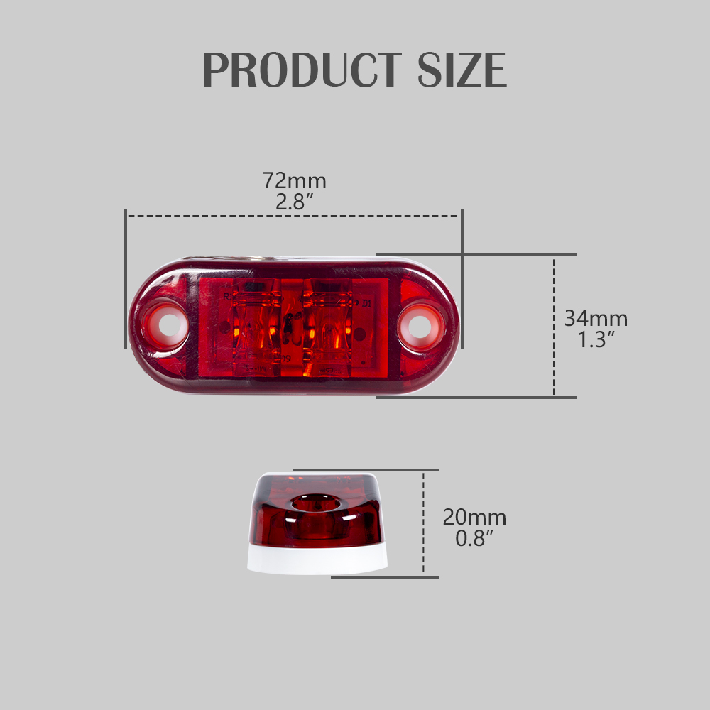 3 인치 빨간색 H 자형 LED 사이드 마커 표시등