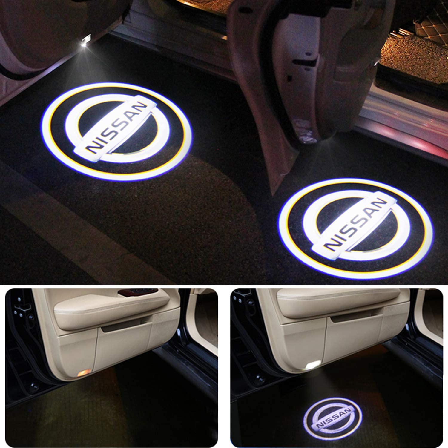 Car Door Lights Projector Shadow Ghost Lights 환영 Nissan Altima/Armada를위한 엠블럼 램프