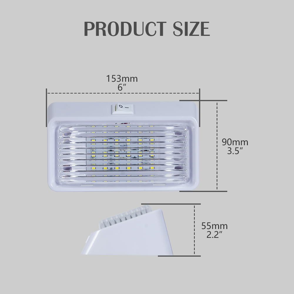 12V 직사각형 RV 차양 조명 