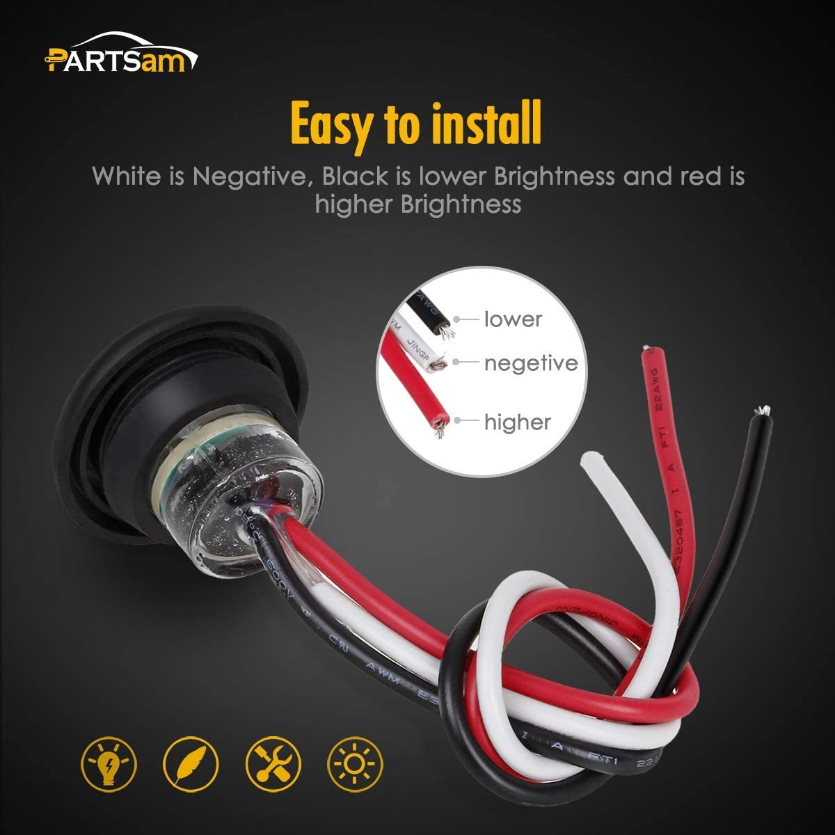 사각 방수 LED 작업 조명, 핫 세일 LED 측면 조명, 12V LED 측면 마커 조명, 트럭용 LED 측면 마커 조명, 3/4인치 LED 측면 마커 조명