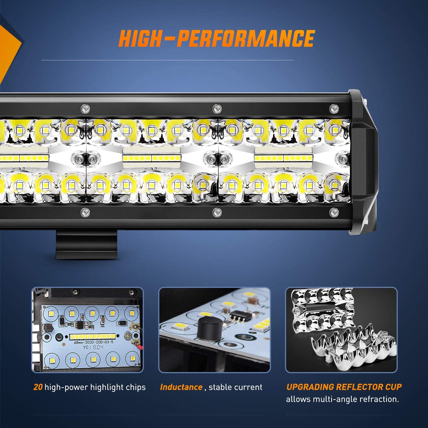 420W 20 인치 트리플 로우 홍수 지점 LED 작업 바 조명