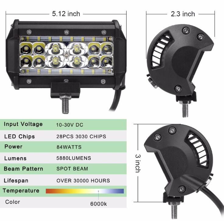 5 인치 84W 직사각형 LED 드라이빙 라이트 바