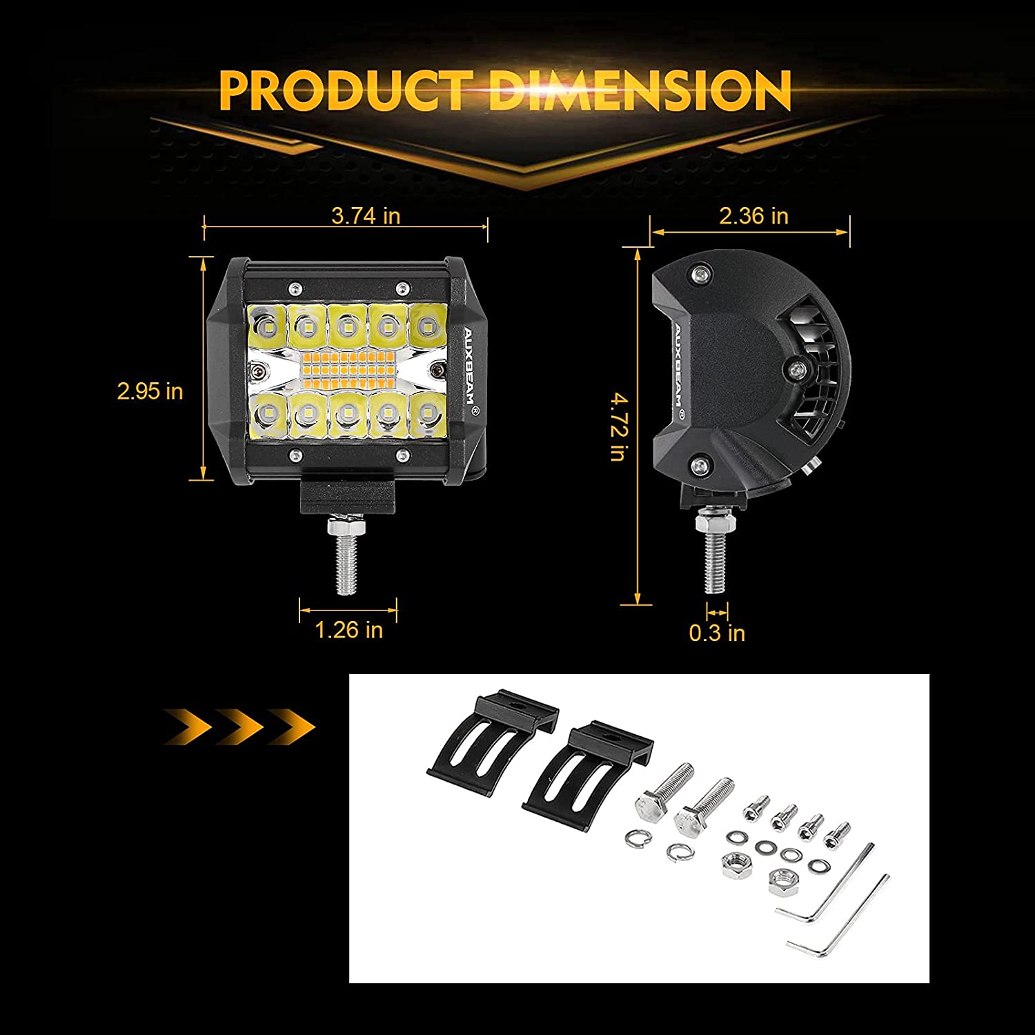 LED 4 인치 정사각형 120W 작업 조명 