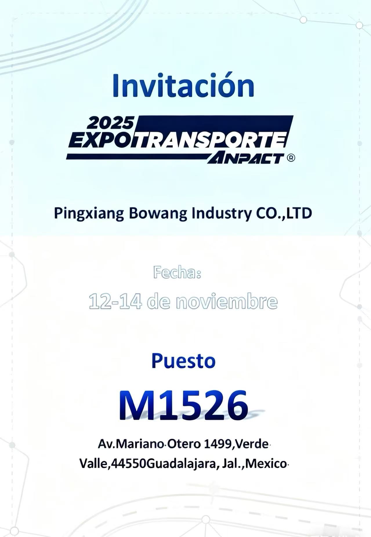 Pingxiang Bowang Industry는 EXPOTRANSPORTE ANPACT 2025에서 라틴 아메리카의 대형 차량 부문을 조명합니다(부스 M1526, 과달라하라)